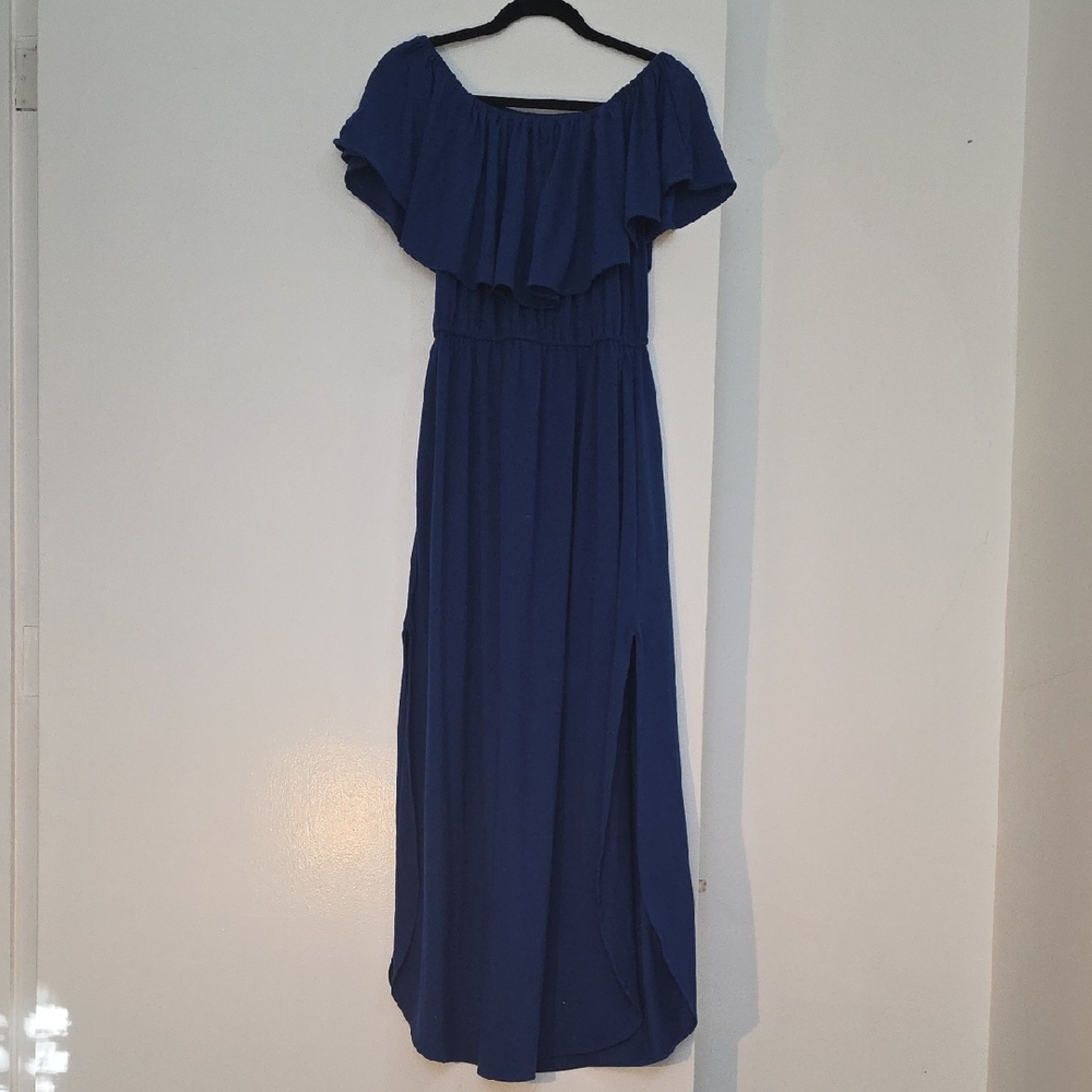 Elegant Blue Off-Shoulder Dress